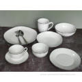 Porcelain dinner set with silver-rim